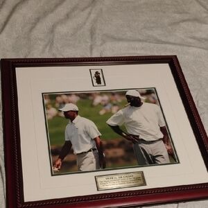 Framed Golf Photo Print in Dark Cherry Frame with Cream Mat and Green Trim
